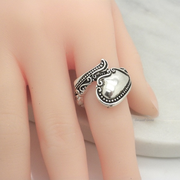 COPY - Boho Spoon Ring Silver Plated Adjustable - Picture 2 of 3